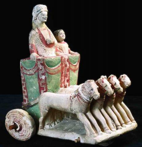 Carro da parata con due personaggi